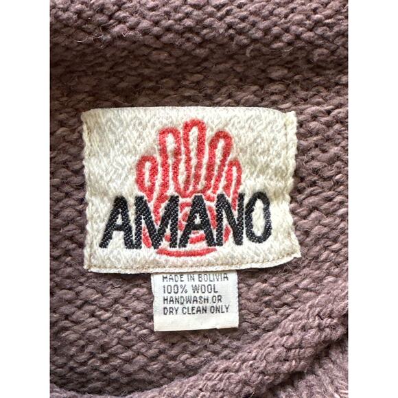 AMANO Equestrian Horse Rainbow Striped 100% Wool Sweater Heavyweight Aztec XL - Picture 8 of 13